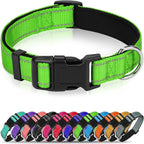 Reflective Dog Collar, Soft Neoprene Padded Nylon Pet Collar with Quick-Release Buckle, No-Choke Design Adjustable for Puppy Dogs,Green,XS