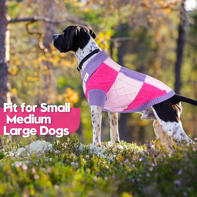 Pullover Dog Sweater,Half Chest Lapel Design Pet Sweaters for Dogs Boys or Girls,Pet Knitted Dog Clothes,Pet Clothing,Suitable for Various Sizes or Breeds Dogs Sweaters(Purple Group,2XL)