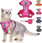 BEAUTYZOO Cat Harness and Leash Escape Proof for Walking[MAX Safety Upgrade]- Neck Release Adjustable Harness for Cats Puppy,Soft Comfortable Lightweight & Reflective Travel Kitten Harness for Outdoor
