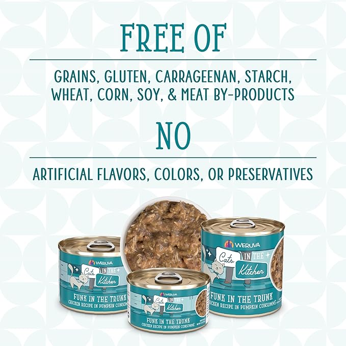 Weruva Cats in The Kitchen, Funk in The Trunk with Chicken in Pumpkin Consomme Cat Food, 3.2oz Can (Pack of 24)