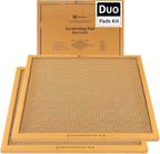 Cat Scratching Pad Board, Refillable and Combinable Corrugated Cat Scratchers for Indoor Cats, Double-Sided and Recyclable Cardboard (2Pack)