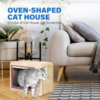 Oven Cat Scratcher Board - Durable Lounge Bed for Cats - Indoor Scratch Pad & Play House - Corrugated Toy for Cat Birthday - 17.3L*13.4W*9.1H