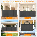 120 Inch Retractable Baby Gates Extra Wide, 41 Inch Reinforced Extra Tall Gate for Large Openings, Mesh Safety Gate for Kids Pets, Retractable Dog Gate for Stair Hallways Doorway Indoor Outdoor, Black
