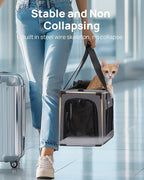 Airline Approved Cat Carrier, Pet Carrier Soft-Sided, Portable Dog Carrier with Stable Structure, TSA Approved Pet Carrier for Pets Less Than 12lbs, Cat Carrier Bag Suitable for Travel, Gray