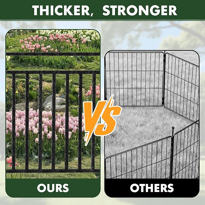 Durable Dog Fence 40" Height 48 Panels Thickened Dog Playpen with Portable Handle & Strap, Easy to Install – Stylish Curved Panel Design for Pets, Indoor Use Outdoor Use