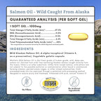 Wholistic Pet Organics Wild Alaskan Salmon Oil for Dogs - 500 Soft Gels - Rich Omega 3 Fish Oil with EPA & DHA for Skin, Coat, Joint, and Heart Health - Choice for Dog Skin & Coat Care