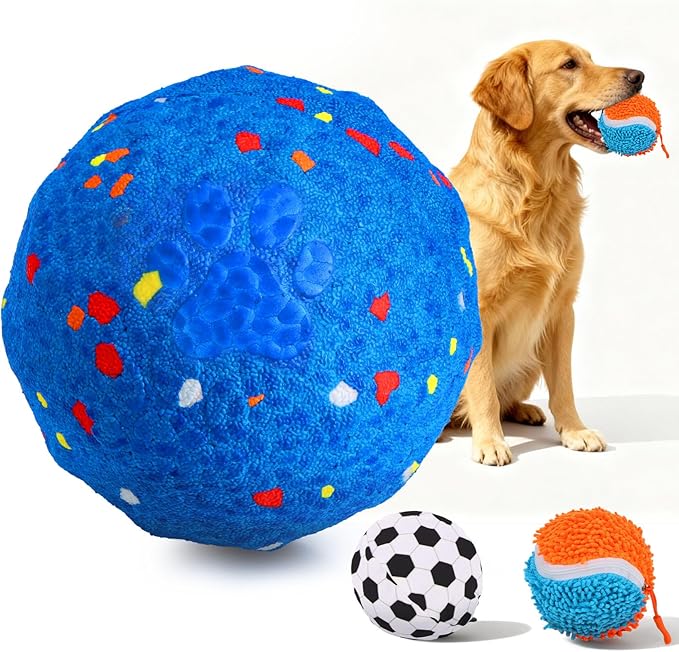 Interactive Dog Ball, Stimulating Dog Toys with 2 Outer Covers, Pet-Safe E-TPU Material, Anti Boredom Automatic Bouncing Ball, Type-C Rechargeable Smart Pet Toy for Medium and Large Dogs