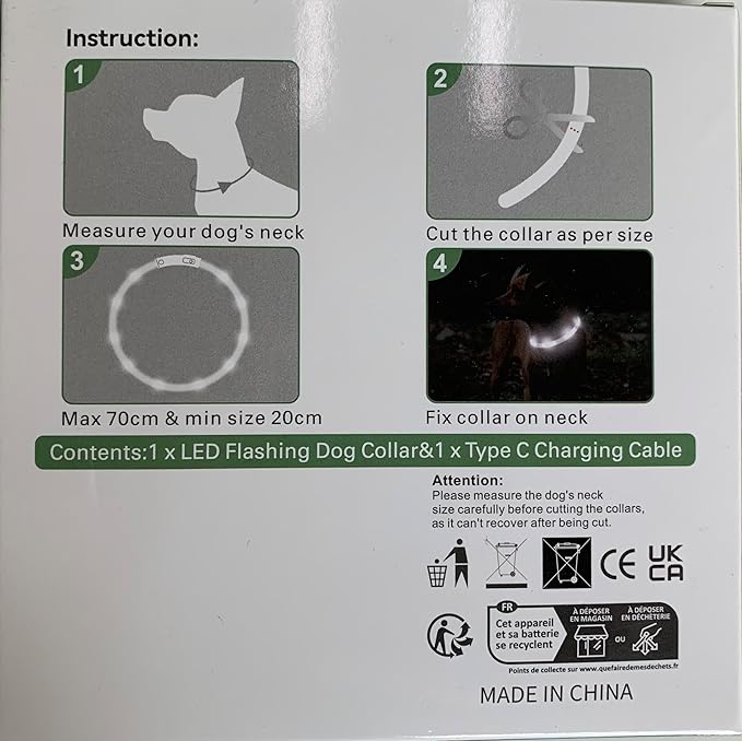 Joytale Light Up Dog Collar, Rechargeable Rainproof LED Collar for Night Walking Safety, Soft Silicone Glow in The Dark, Suitable for Small Medium Large Dogs, Green