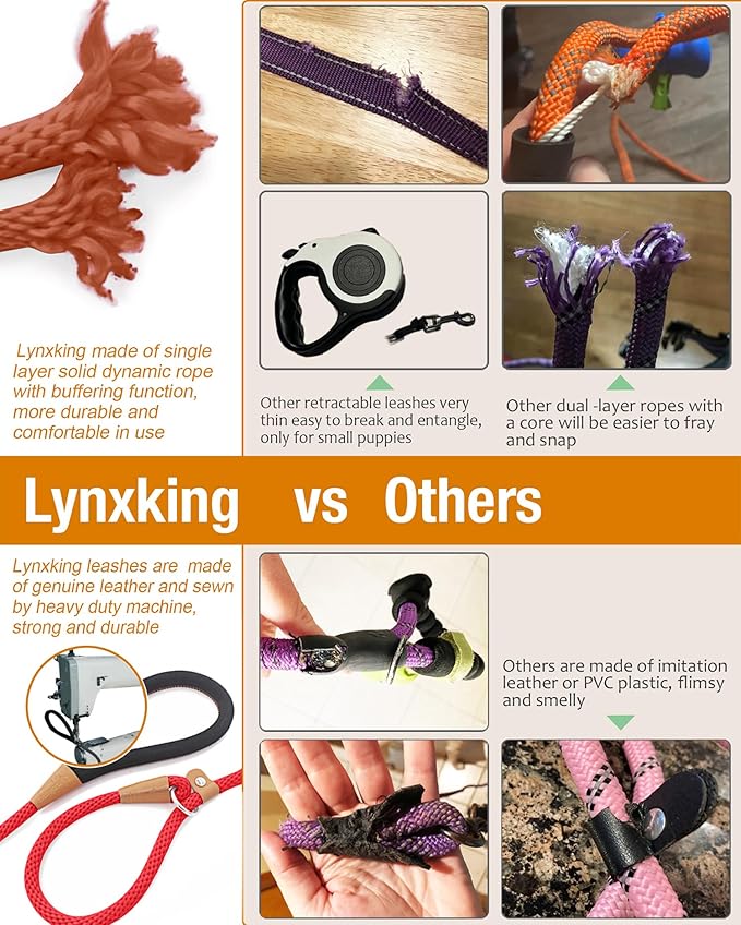 lynxking Dog Leash Slip Lead Rope Leash Strong Heavy Duty Braided Dog No Pull Training Lead for Medium Large and Small Dogs