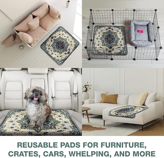 PUPIBOO Washable Pee Pads for Dogs and Cats - Super Absorbent Reusable Puppy Training Pads - 100% Waterproof, Leak-Proof & Non-Slip Whelping Pads for Pet Housebreaking