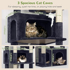 Globlazer Sturdy Cat Tree for Large Cats, 77 inch Large Cat Climbing Tower for Indoor Adult Cats, Cat Scratching Tower with 5 Scratching Posts, 3 Cat Condos, 2 Top Perches, S77, Dark Grey