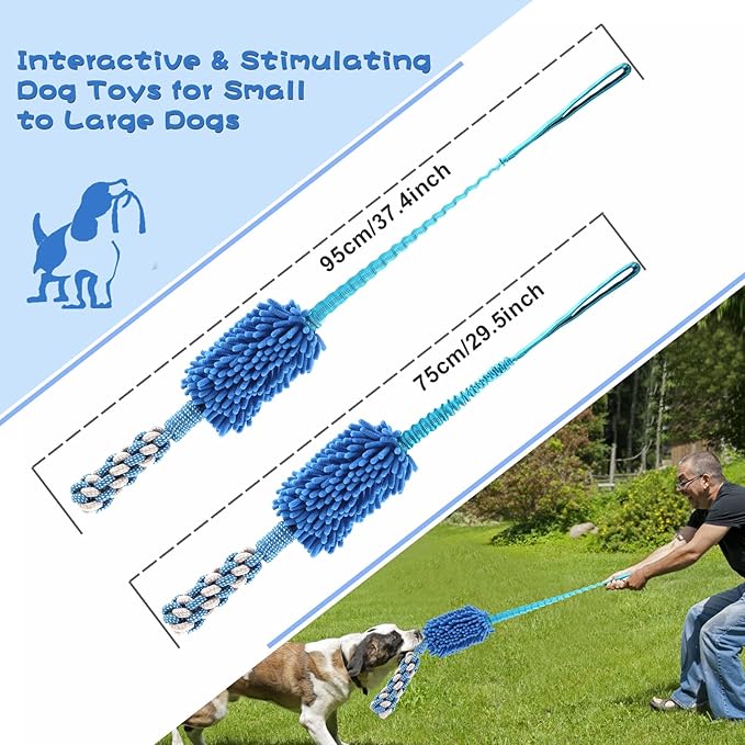 Dog Puppy Toys Dog Squeak Toys Plush Dog Toy with Dog Ropes Knots for Fun and Teeth Cleaning,Tug of War Toys, Puppy Chew Toys, Dog Rope Toys for Training Small, Large Dogs (Blue, Dog Bite Stick Toy)