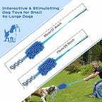 Dog Puppy Toys Dog Squeak Toys Plush Dog Toy with Dog Ropes Knots for Fun and Teeth Cleaning,Tug of War Toys, Puppy Chew Toys, Dog Rope Toys for Training Small, Large Dogs (Blue, Dog Bite Stick Toy)