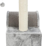 TRIXIE Tolar Cat Scratching Post 31.5 Inch - with Durable Sisal Rope and Tunnel, Condo, Platform with Removable Cushion & Dangling Cat Toy - in Gray
