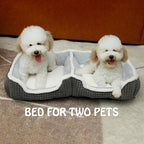 Dog Beds for Two Small Dogs, Double Cat Beds for Indoor Cats, Super Soft Washable Cat Bed with Anti-Slip & Water-Resistant Bottom, Luxury Durable Kitten Bed Puppy Bed, Rectangle Grey Animal Pet Beds