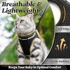 rabbitgoo Cat Harness and Leash Set for Walking Escape Proof, Adjustable Soft Kittens Vest with Reflective Strip for Cats, Comfortable Outdoor Vest, Black, S