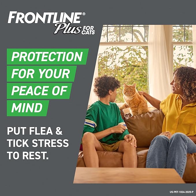 FRONTLINE Plus Flea and Tick Treatment for Cats Over 1.5 lbs. 3 Treatments