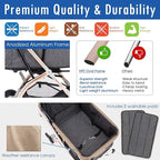 HPZ-PR America Pet Rover Lite Premium Light-Weight Dog/Cat/Pet Stroller Travel Carriage with Convertible Compartment/Aluminum Frame for Small & Medium Pets (Taupe 2nd-Gen.)