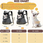 WOYYHO Pet Dog Carrier Backpack with Top and Side Windows, Small Dog Front Backpack Ventilated Dog Back Pack with Safety Belt for Travel Hiking Outdoor Adventures (Size M: 5-9 lbs, Black 2.0)