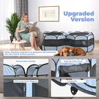 2-in-1 XLarge Cat Playpen, Detachable into 2 Separate Playpens with Additional 2 Doors, Portable Dog Playpen Cat Tent Enclosure for Kitten and Puppy Indoor Outdoor Use(L)