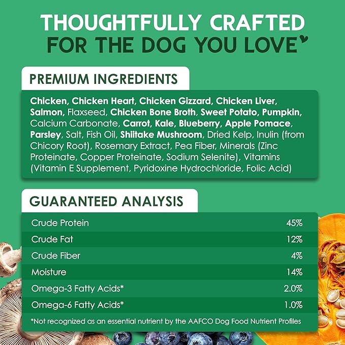Farmland Traditions The Good List Air-Dried Dog Food, Premium Chicken & Bone Broth for Dogs, Protein Rich & Grain-Free Nutrition, 1 Pound Bag