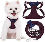 Puppytie No Pull xs Dog Harness with Multifunction Dog Leash,Soft Adjustable No Choke Escape Proof Pet Harness Vest,Plaid deep red,xs