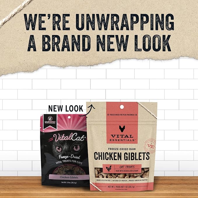 Vital Essentials Freeze Dried Raw Cat Treats, Chicken Giblets, 1 oz (Pack of 2)