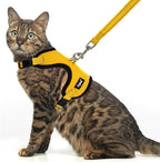 PUPTECK Cat Harness and Leash Set Escape Proof, Reflective Adjustable Soft Mesh Kitten Vest Harness for Walking Travel, Yellow, S