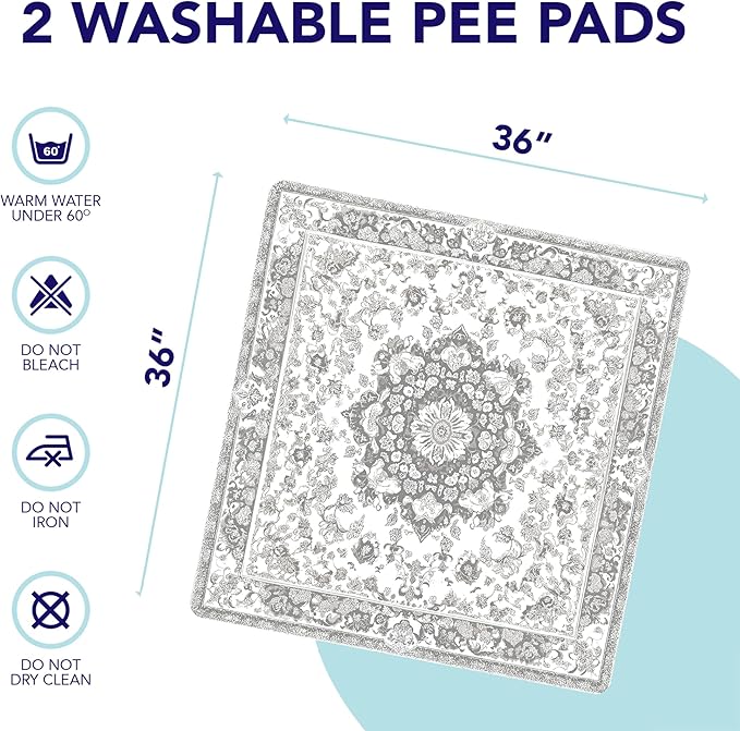 PUPIBOO Washable Pee Pads for Dogs and Cats - Super Absorbent Reusable Puppy Training Pads - 100% Waterproof, Leak-Proof & Non-Slip Whelping Pads for Pet Housebreaking