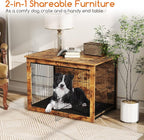 PETSITE Dog Crate Furniture for Medium/Large Dogs, 39" Indoor Pet House Side End Table w/Cushion, Double Doors, Heavy-Duty Chew-Resistant Wood Metal Dog Kennel up to 70 LBS (39 x 26 x 27 Inches)