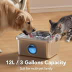 Dog Water Fountain, 3 Gallons Stainless Steel Dog & Cat Water Fountain, Large Pet Water Fountain for Multiple Pets, Ultra Silent, Wide Mouth, Safety Lock, 3 Filters Included, Smart Water Pump