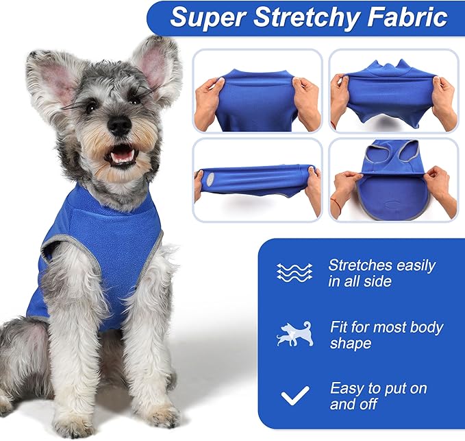 cyeollo 2 Pack Fleece Dog Sweater Pullover Dog Sweatshirt Reflective Lightweight Sweaters Warm Clothes for Medium Dogs Boy Girl Pet Apparel Blue, Mist Blue, XXL