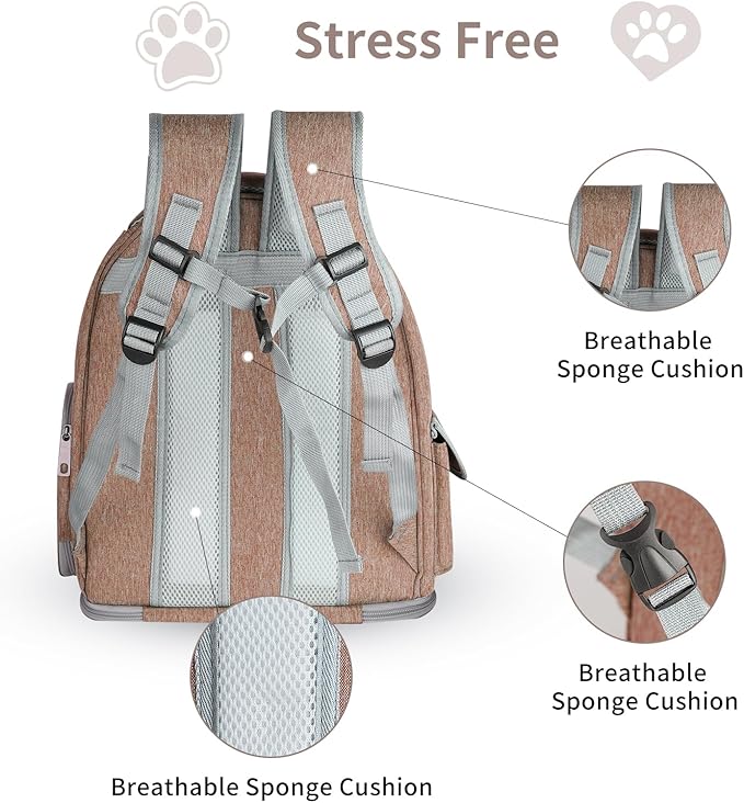 Cat Backpack Carrier for Cats and Small Dogs, Breathable Cat Bubble Backpack, Airline Approved Pet Travel Carrier for Hiking Camping Outdoor(Khaki)
