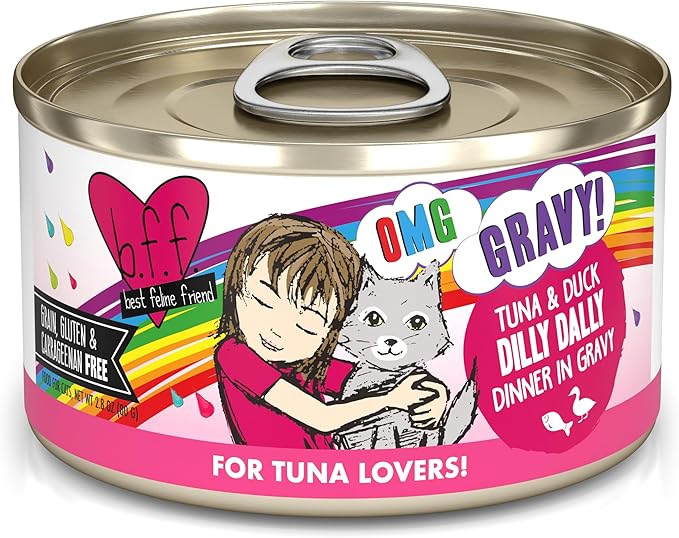 B.F.F. OMG - Best Feline Friend Oh My Gravy!, Tuna & Duck Dilly Dally with Tuna & Duck, 2.8oz Can (Pack of 12)