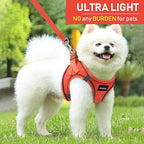 GAMUDA Small Pet Harness Collar and Leash Set, Step in No Chock No Pull Linen Fabric Soft Mesh Dog Vest Harnesses Reflective for Dogs Puppy Cats Kitten Rabbit (Orange, XL)