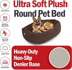 Majestic Pet 52 Inch Suede Shredded Memory Foam Mix Calming Extra Large Dog Bed Washable 52 x 35 x 11 (Inch) - Cozy Soft Round Donut Dog Bed with Spine for Head Support - Pet Bed Chocolate