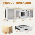 90 Inch Large Dog Crate Furniture, Double Dog Crate with Feeding Station & Storage, Heavy Duty Dog Kennel Furniture for 2 Dogs