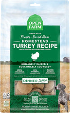 Open Farm, Freeze Dried Raw Dog Food, Patties with 95% Meat, Organs & Bone, Complete Meal or Freeze Dried Dog Food Mixer, Turkey Recipe, 10.5oz Bag