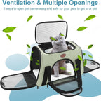 Cat Carrier Dog Carrier Pet Carriers for Medium Small Cats Dogs Puppies up to 15 Lbs,TSA Airline Approved Small Dog Cat Carriers Soft Sided,Collapsible Travel Puppy Carrier (Green, Medium)