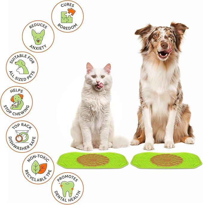 Neater Pets - Neat-LIK - Slow Feeding Pad for Dogs & Cats - Puzzle Toys Provide Boredom & Anxiety Relief - Fill Licking Pad with Healthy Treats & Food (Green)
