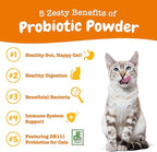 Zesty Paws Powder Probiotics for Cats - Meal Topper for Digestive, Immune System Support for Feline Biome - Premium DE111 Cat Probiotics for Digestive Health - Fiber & Yeast Extract - Pumpkin - 30 Ct