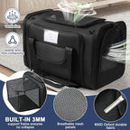 Pet Dog Cat Carrier Soft, Airline Approved Dog Carriers for Small Dogs, Washable Pet Carrier, Large Cat Travel Carriers, Portable TSA Carrier in Cabin, Soft Pet Bag Carrier for Puppy (Black)