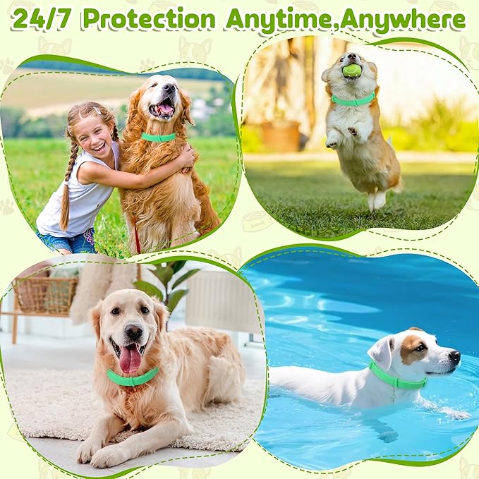 Natural Flea & Tick Prevention Dog Collars – 2-Pack Adjustable Waterproof Collars with Essential Oils (Lemon Eucalyptus, Citronella, Lavender, Linalool), Safe for All Breeds