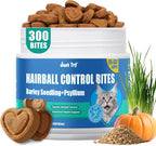 Just Try 300 Bites Cat Grass,Hairball Relief & Digestive Support Cat Treats - with Pumpkin, & Omega-3 Fish Oil, Chicken Flavor, Hairball Treatment for Cats