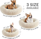 Friends Forever Serena Donut Memory Foam Orthopedic Dog Bed, Soft Faux Fur Oval Cat Couch For Indoor Pet, Fluffy Calming Plush Shag, Round Raised Bolster Cushion, Machine Washable Cuddler, Tan