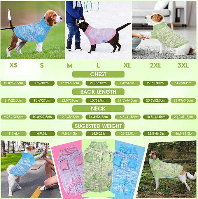 Pet Clothing,Turtleneck Dog Sweater,Sweaters for Dogs Boys and Girls,Pullover Dog Sweaters,Pet Knitted Clothes,Fit for Different Kinds Dogs,for Spring,Autumn and Winter(Green M)