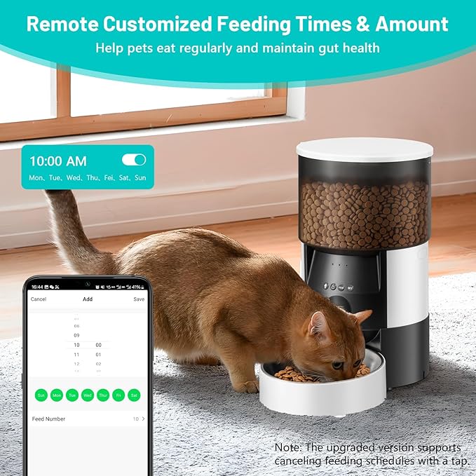 Automatic Cat Feeder with Camera, 2.4Ghz WiFi Timed Dog Food Dispenser with APP Control, 3L Auto Dry Food Feeders for Pets with HD Video, 1-8 Meals/Day, 10s Voice Recorder (Camera and WiFi)