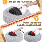 MEWTOGO 19.6in Heated Cat Bed for Indoor Cats - Soft Cozy Washable Cat Warming Bed with Cat Heating Pad, 6 Levels Adjustable Timer & Temp for Pets Up to 15lb Winter Resting and Cat Gifts