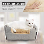 Cat Bed for Indoor Cats - Cat Cave Bed Cat House Cat Tent with Removable Washable Cushioned Pillow, Soft and Self Kitten beds,Cat Beds & Furniture, Pet Bed (Large, Beige)