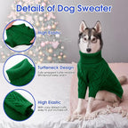 ASENKU Dog Sweater, Dog Sweaters for Medium Dogs, Warm Pullover Doggie KnitTurtleneck Warm Clothes for French Bulldog, Boston Terrier（Dark Green, M）
